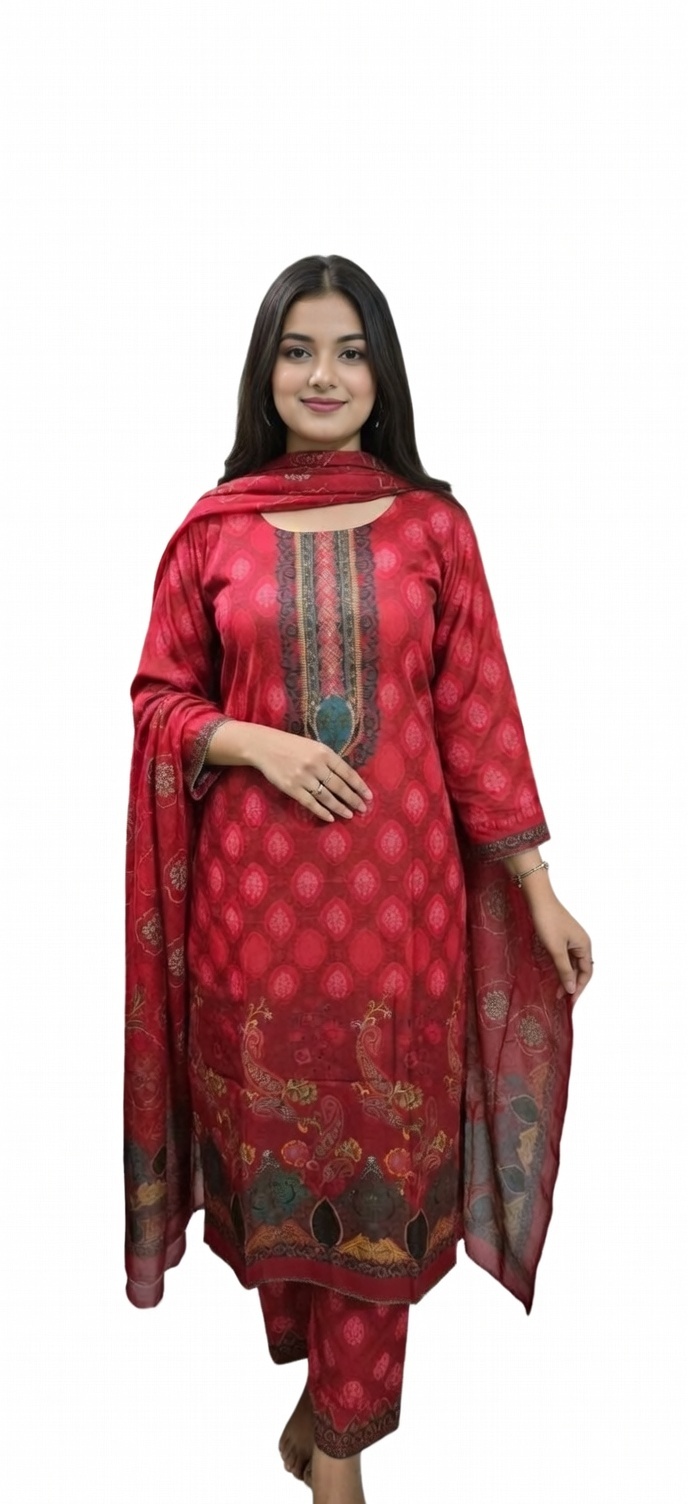 Zamzam 3 Pics Pure Cotton Salwar Kameez - Image 2